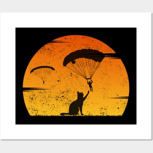 Skydiver With Cat Cool Funny Skydiving Posters and Art